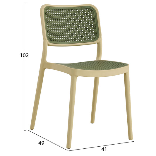 ΚΑΡΕΚΛΑ ΠΟΛΥΠΡΟΠΥΛΕΝΙΟΥ HM5934.04 ΜΠΕΖ ΜΕ OLIVE GREEN ΨΑΘΑ 41x49x102Υ εκ.