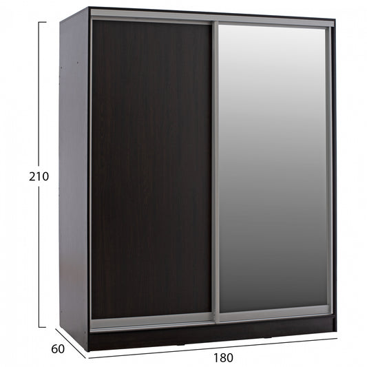 ΝΤΟΥΛΑΠΑ ΣΥΡΟΜΕΝΗ ADLER ΜΕΛΑΜΙΝΗΣ WENGE ΜΕ ΚΑΘΡΕΠΤΗ HM2437.02 180X60X210Υεκ.