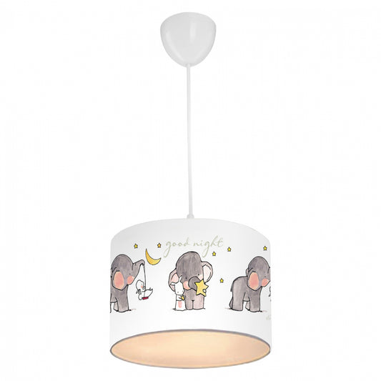 ΠΑΙΔΙΚΟ ΦΩΤΙΣΤΙΚΟ ΟΡΟΦΗΣ ΥΦΑΣΜΑΤΙΝΟ HM7575.01 ΛΕΥΚΟ ΜΕ ΣΧΕΔΙΟ ELEPHANT Φ24x70Y εκ.
