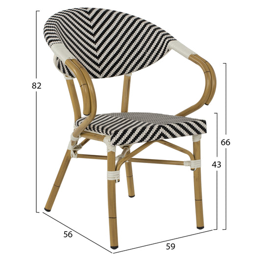 ΠΟΛΥΘΡΟΝΑ BAMBOO LOOK HM5861.01 ΜΑΥΡΟ-ΛΕΥΚΟ 59x56x82 εκ.