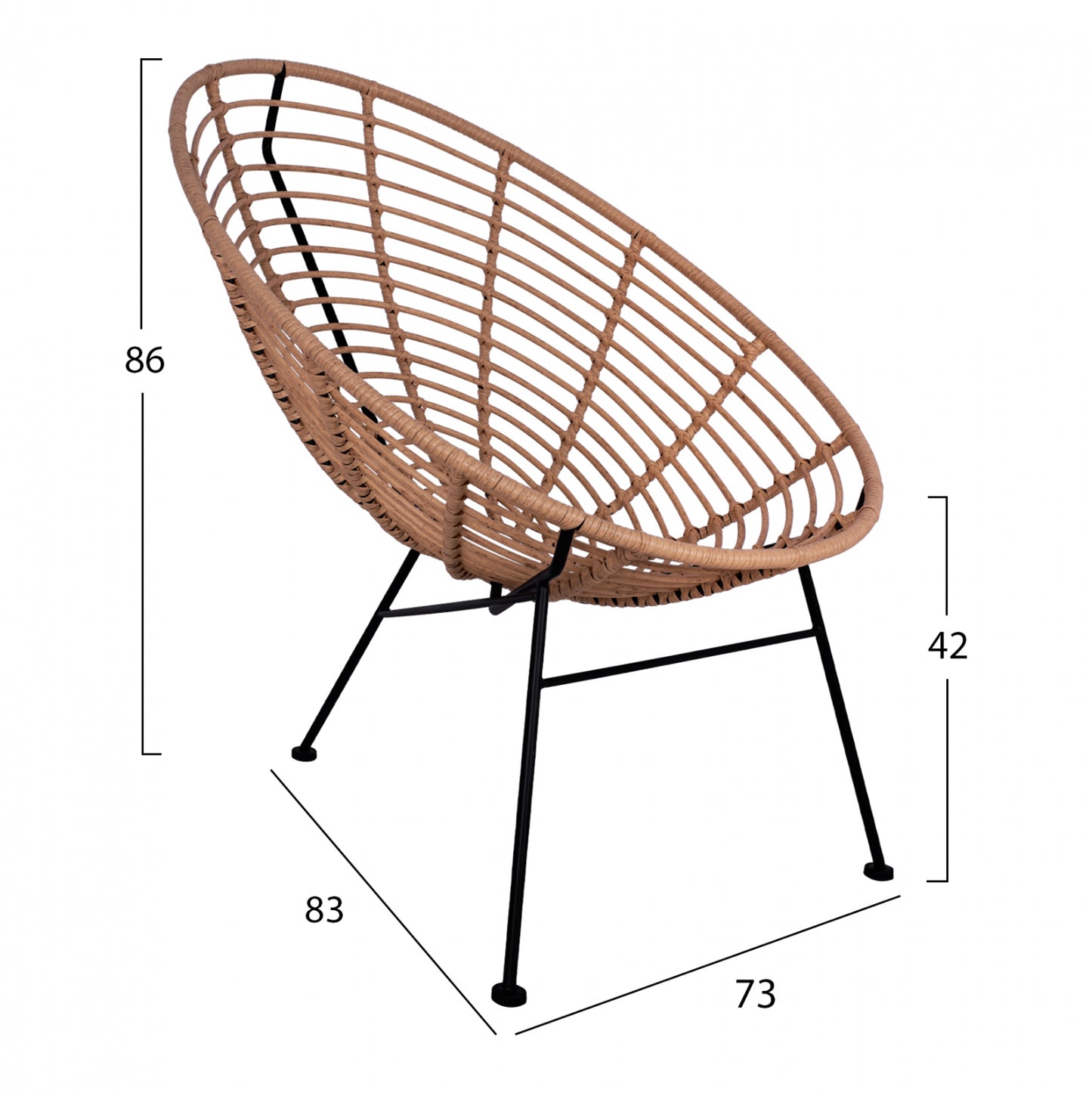 ΠΟΛΥΘΡΟΝΑ ΤΥΠΟΥ ΦΩΛΙΑ ΜΕΤΑΛΛΙΚΗ ALLEGRA HM5458 ΜΕ WICKER ΜΠΕΖ 73x83x86Υ εκ.