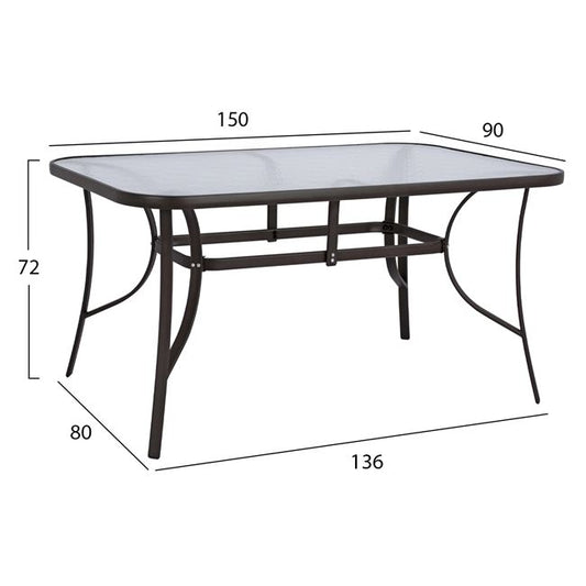 ΣΕΤ 5ΤΜΧ ΤΡΑΠΕΖΙ ΜΕΤΑΛΛΙΚΟ ΚΑΦΕ 150X90 ΜΕ 4 ΠΟΛΥΘΡΟΝΕΣ ΚΑΦΕ-ΜΟΚΑ WICKER HM10586.02