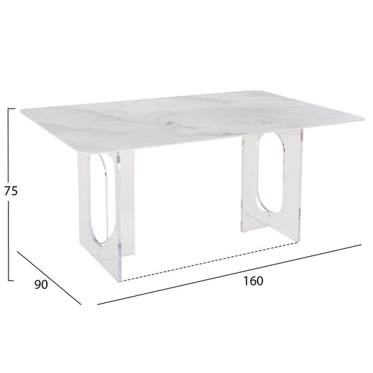 ΤΡΑΠΕΖΙ ΤΡΑΠΕΖΑΡΙΑΣ AETHER HM9769.01 12mmΛΕΥΚΟ ΚΕΡΑΜΙΚΟ TOP-ΑΚΡΥΛΙΚΑ ΠΟΔΙΑ 160x90x75Υεκ