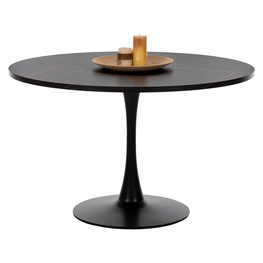 ΤΡΑΠΕΖΙ ΤΡΑΠΕΖΑΡΙΑΣ ΣΤΡΟΓΓΥΛΟ BLACK MARBLE HM9422.02 Φ120x74Yεκ.