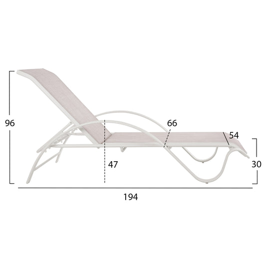 ΞΑΠΛΩΣΤΡΑ ΑΛΟΥΜΙΝΙΟΥ WAKANA ΛΕΥΚΗ ΜΕ TEXTLINE ΕΚΡΟΥ HM5133.02 194x54-66x30 cm.