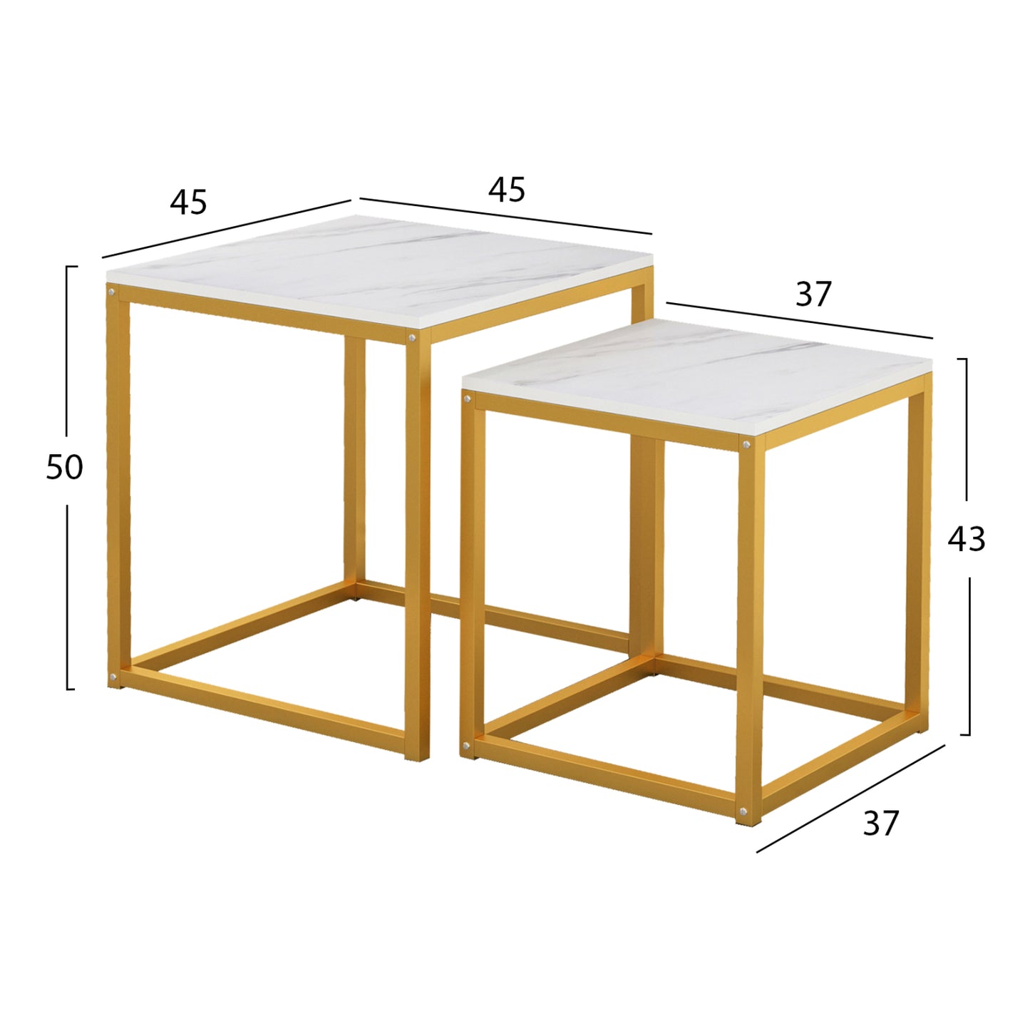 ΖΙΓΚΟΝ GRELAY 2 ΤΕΜ MDF ΟΨΗ ΜΑΡΜΑΡΟΥ & ΜΕΤΑΛΛΟ HM8762.11 45Χ45Χ50εκ. & 37Χ37Χ43 εκ.